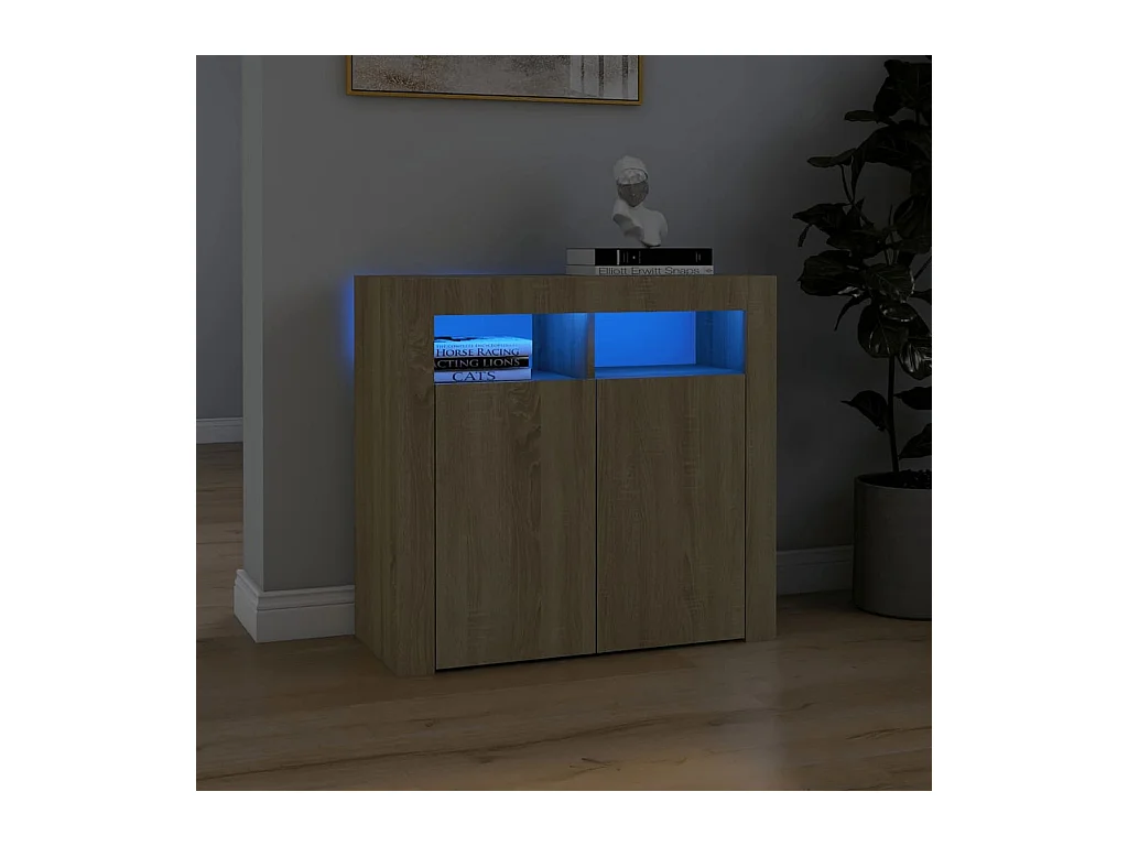 Buffet avec lumières LED Chêne sonoma 80x35x75