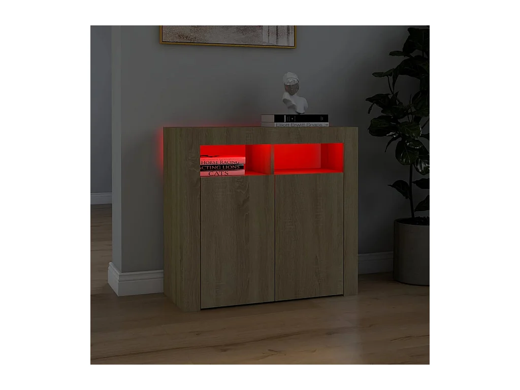Buffet avec lumières LED Chêne sonoma 80x35x75