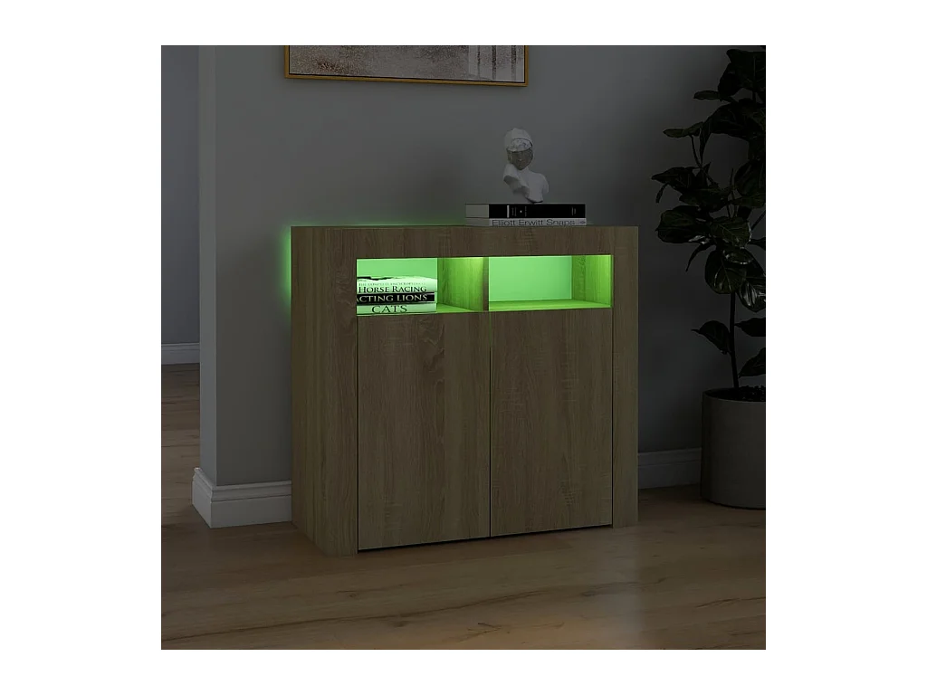 Buffet avec lumières LED Chêne sonoma 80x35x75