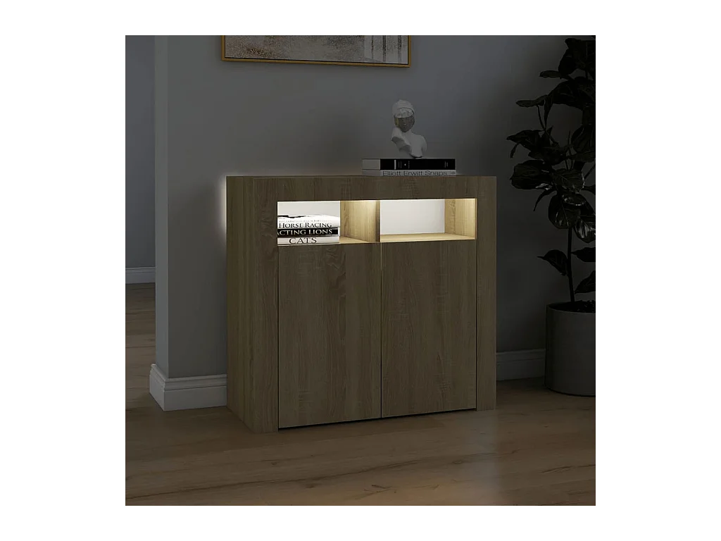 Buffet avec lumières LED Chêne sonoma 80x35x75
