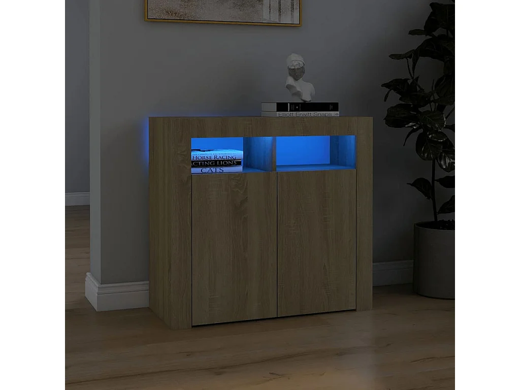 Buffet avec lumières LED Chêne sonoma 80x35x75