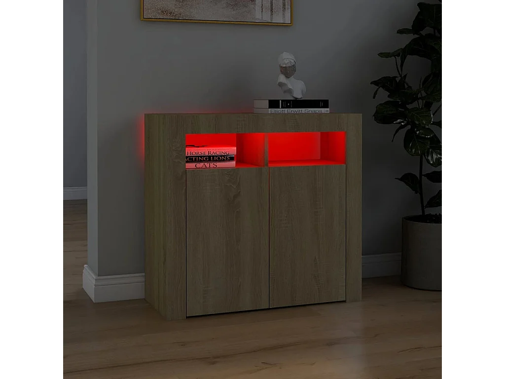 Buffet avec lumières LED Chêne sonoma 80x35x75