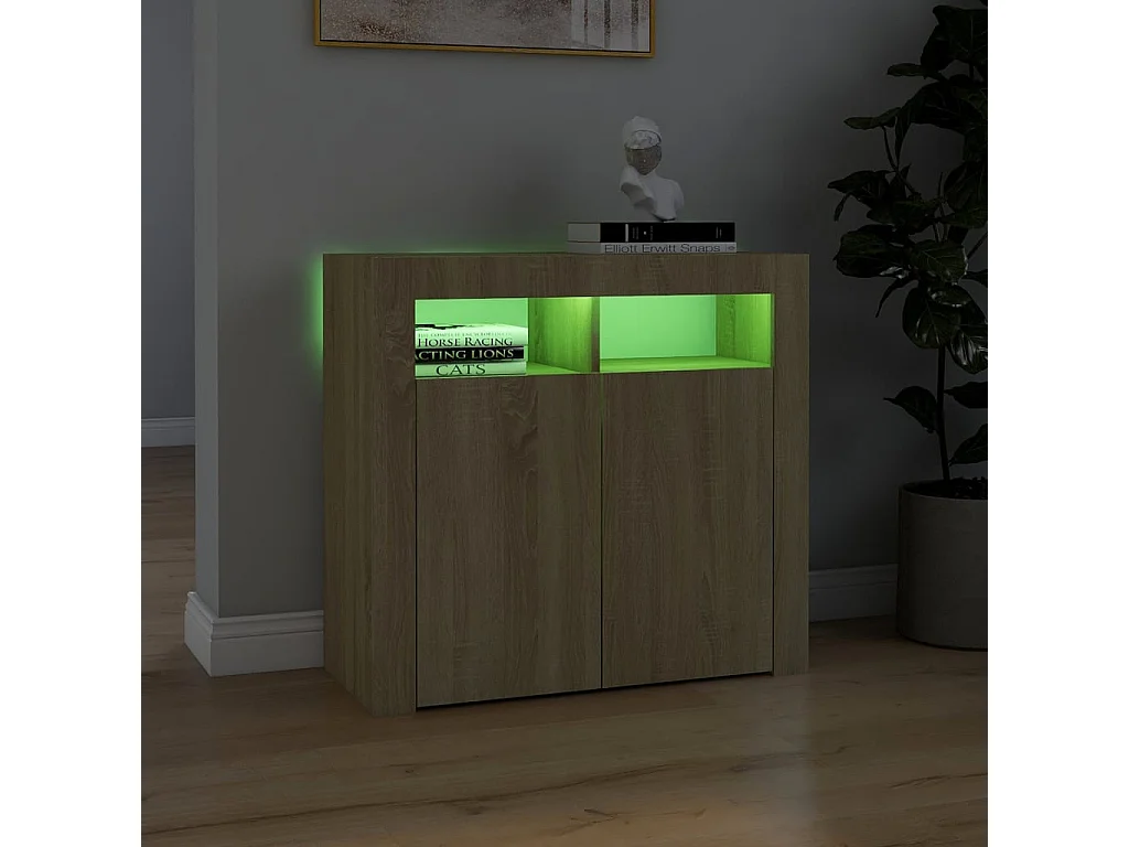 Buffet avec lumières LED Chêne sonoma 80x35x75