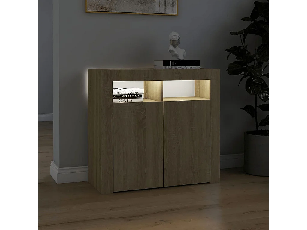Buffet avec lumières LED Chêne sonoma 80x35x75