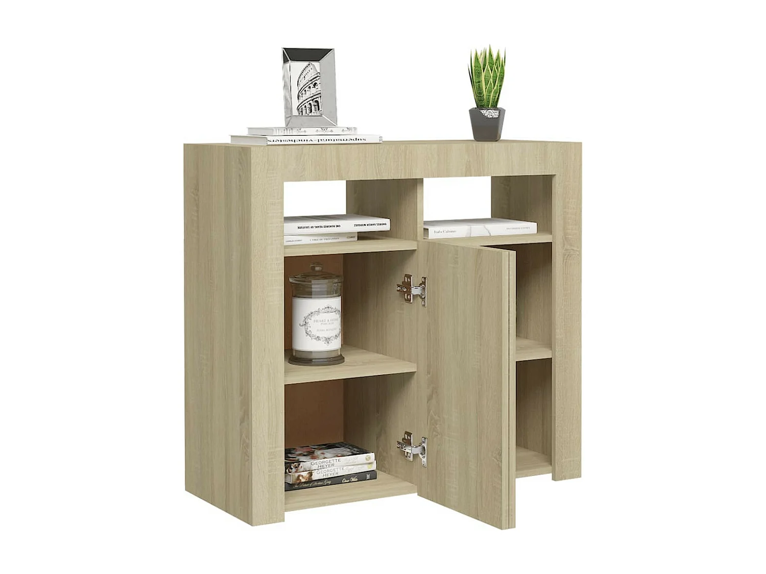 Buffet avec lumières LED Chêne sonoma 80x35x75