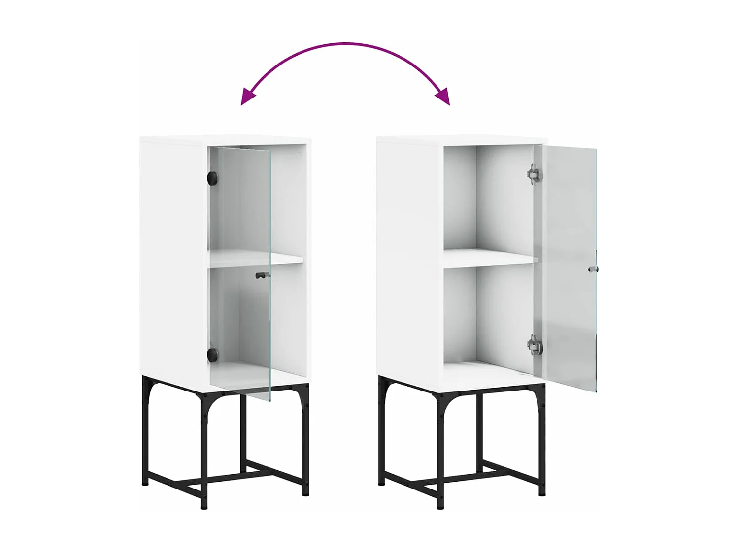 Armoire latérale avec porte en verre blanc 35x37x100