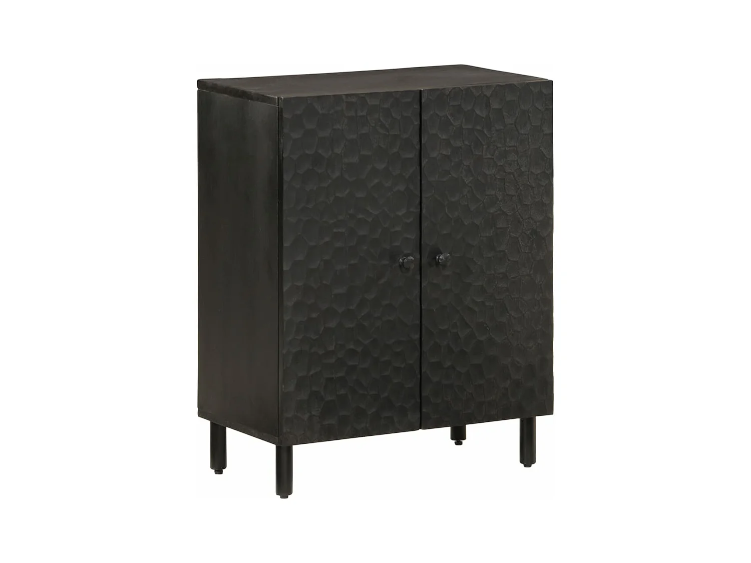 Armoire latérale noir 60x33x75 bois massif de manguier