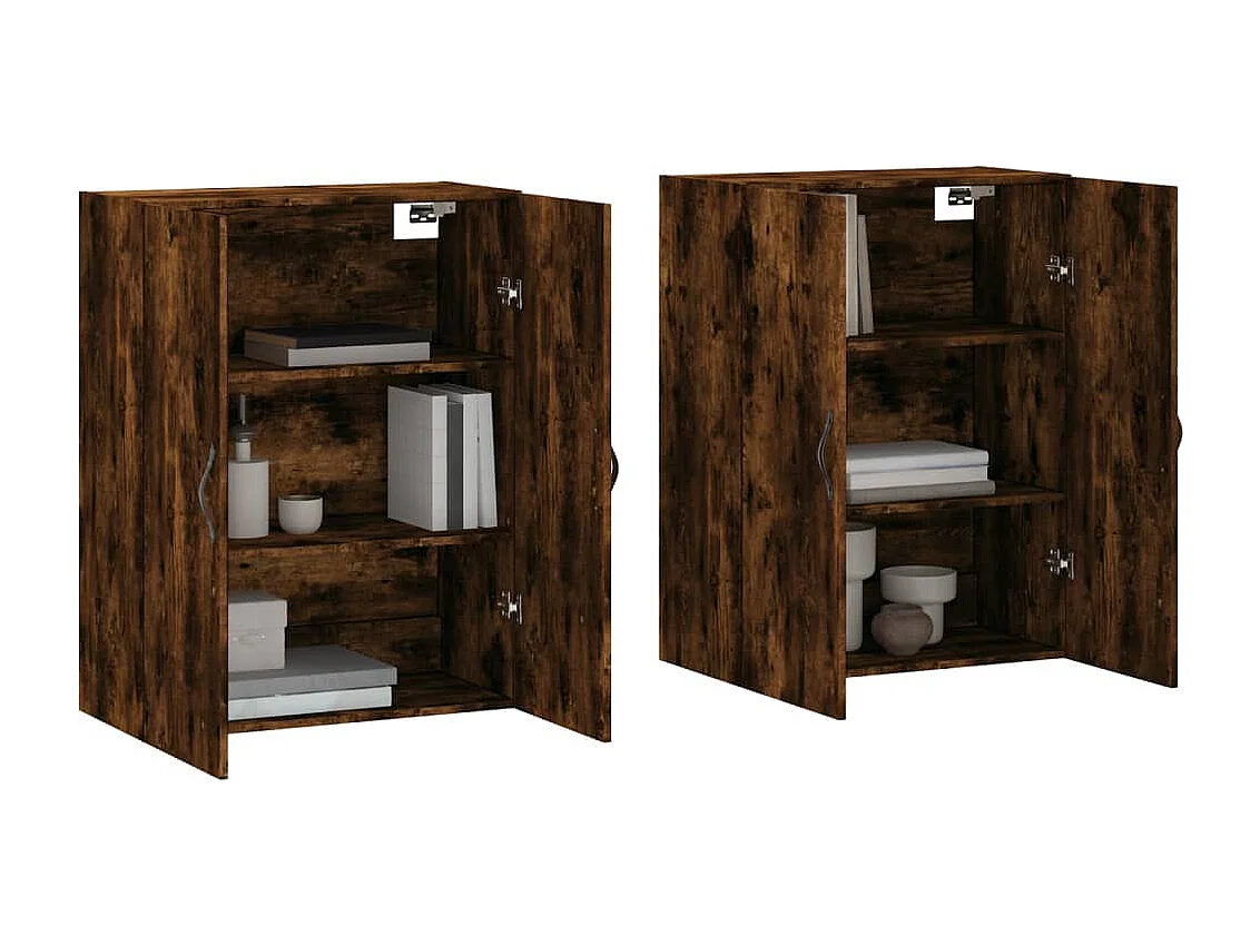 Armoires murales 2 pcs chêne fumé bois d'ingénierie