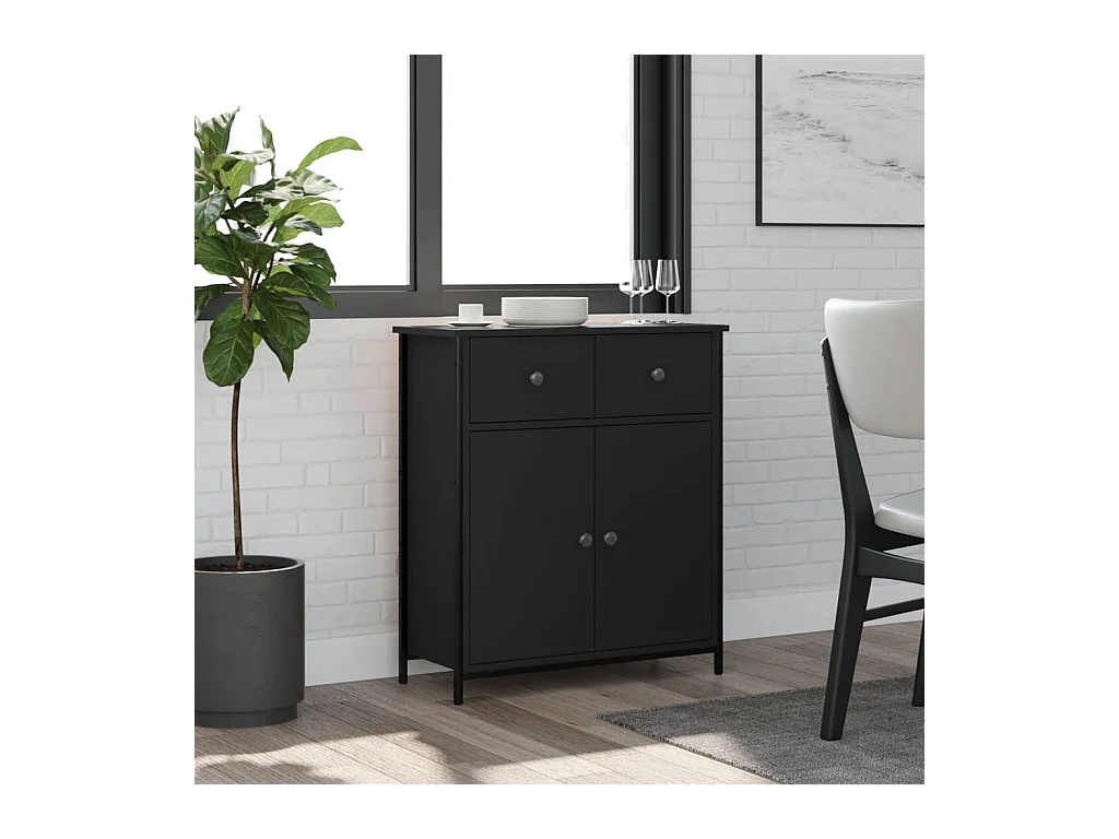 Buffet noir 70x30x80 bois d'ingénierie