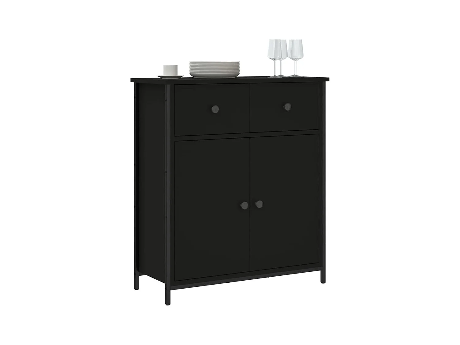 Buffet noir 70x30x80 bois d'ingénierie