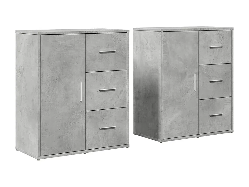 Buffets 2 pcs gris béton 60x31x70 bois d'ingénierie