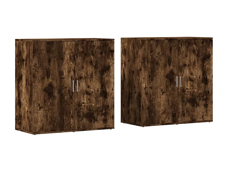 Buffets 2 pcs chêne fumé 79x38x80 bois d'ingénierie