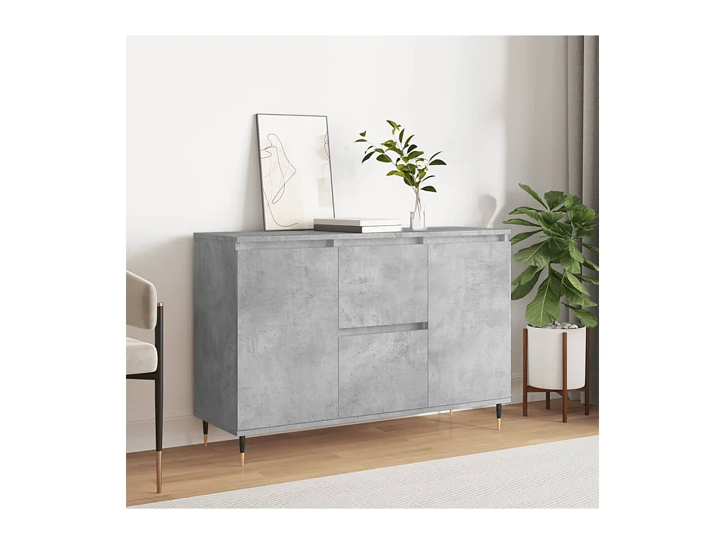Buffet gris béton 104x35x70 bois d'ingénierie