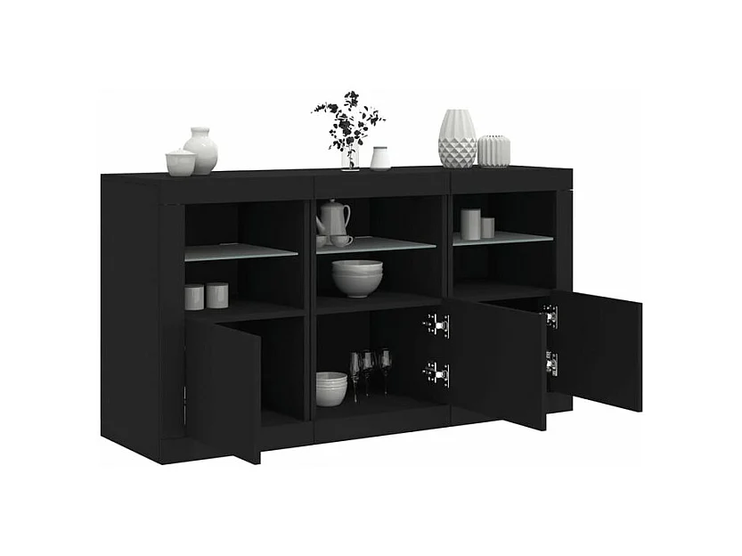 Buffet avec lumières LED noir 123x37x67