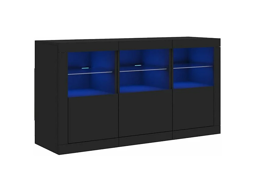 Buffet avec lumières LED noir 123x37x67