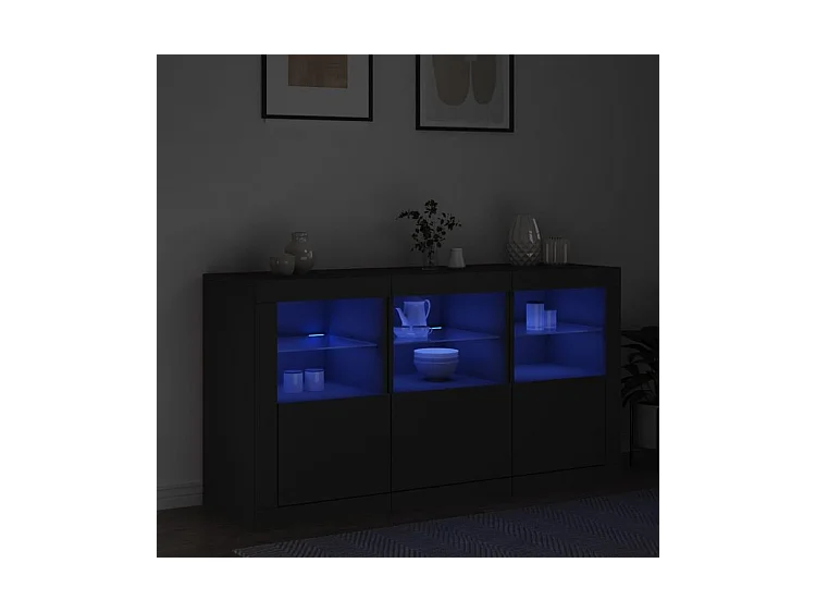 Buffet avec lumières LED noir 123x37x67