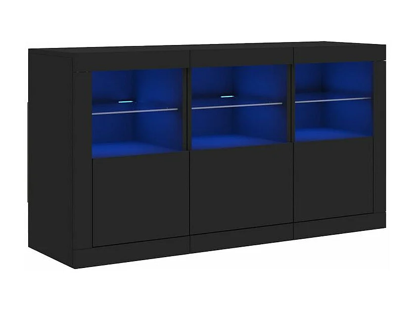 Buffet avec lumières LED noir 123x37x67