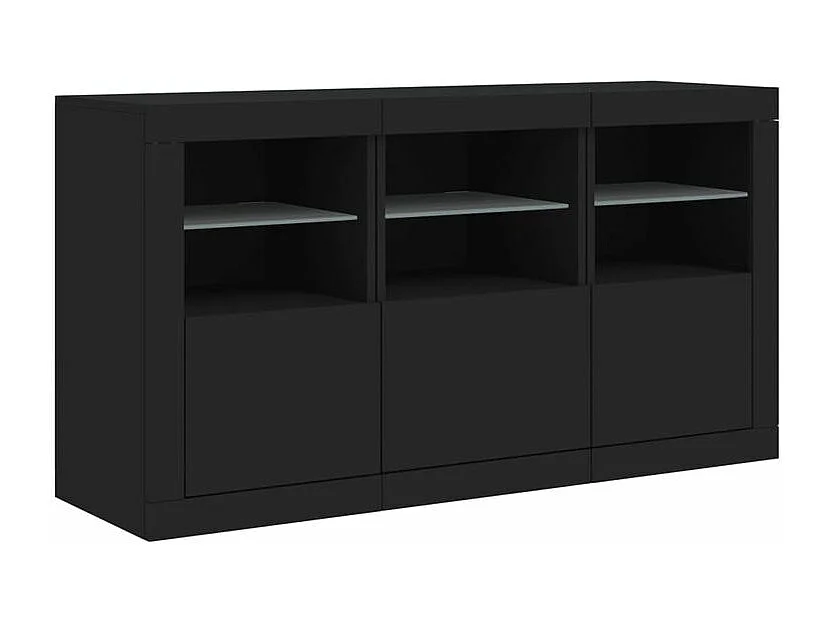 Buffet avec lumières LED noir 123x37x67