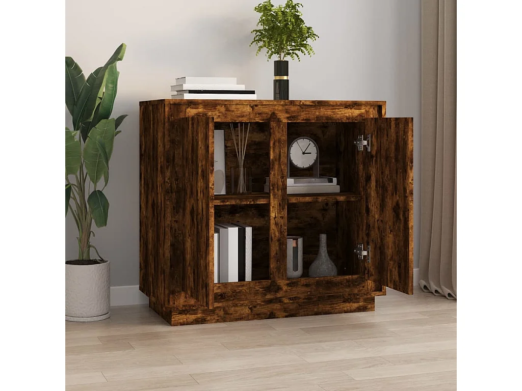 Buffet chêne fumé 80x34x75 bois d'ingénierie