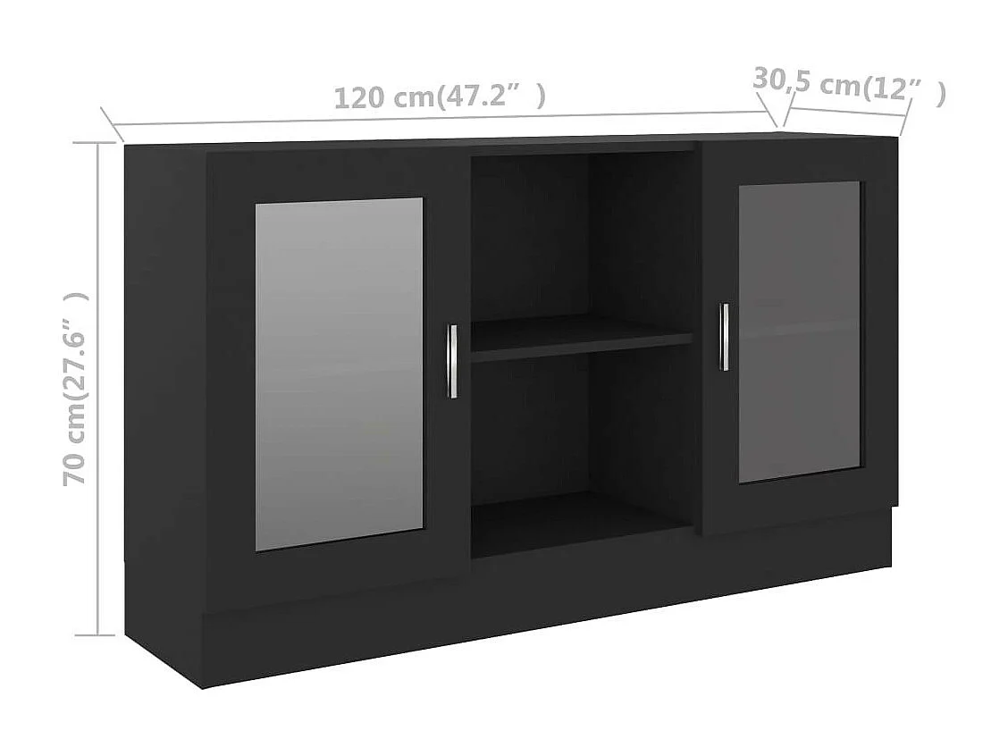 Armoire à vitrine Noir 120x30,5x70