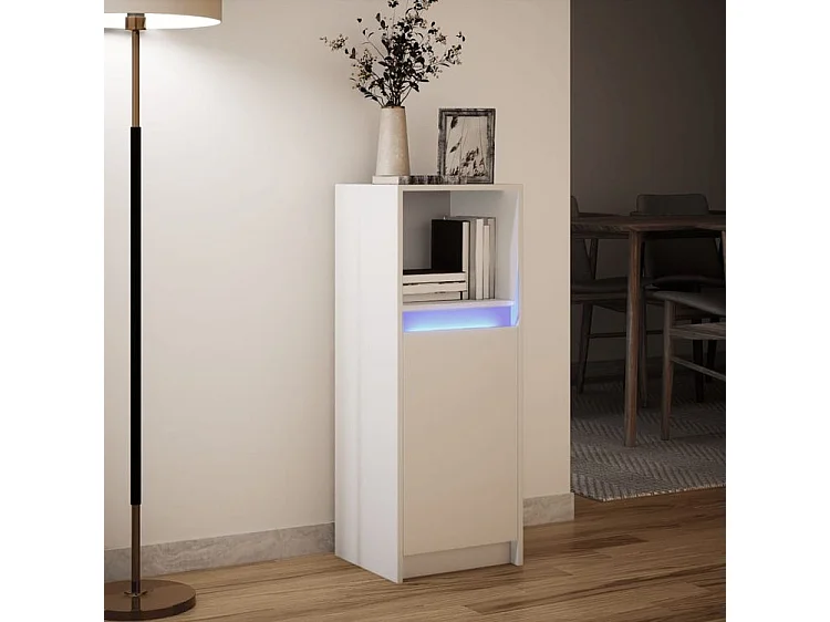 Buffet avec LED blanc 38x34x100 bois d'ingénierie