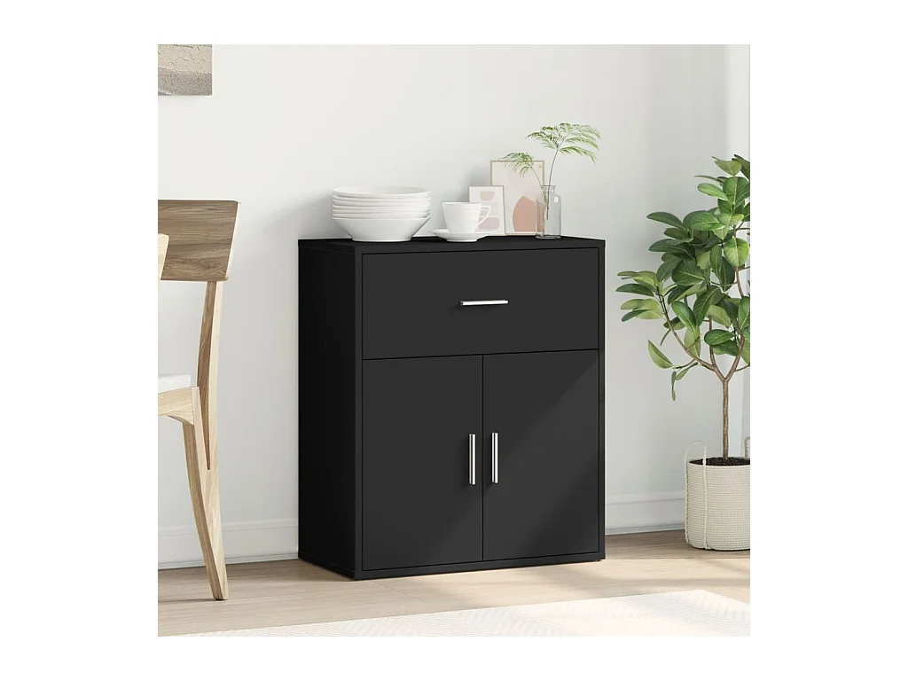 Buffet noir 60x31x70 bois d'ingénierie