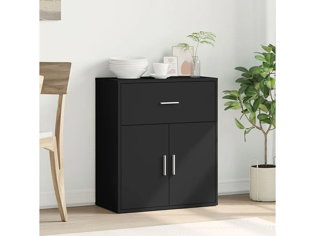 Buffet noir 60x31x70 bois d'ingénierie