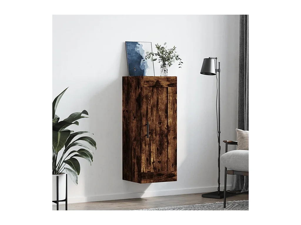 Armoire murale chêne fumé 34,5x34x90 bois d'ingénierie