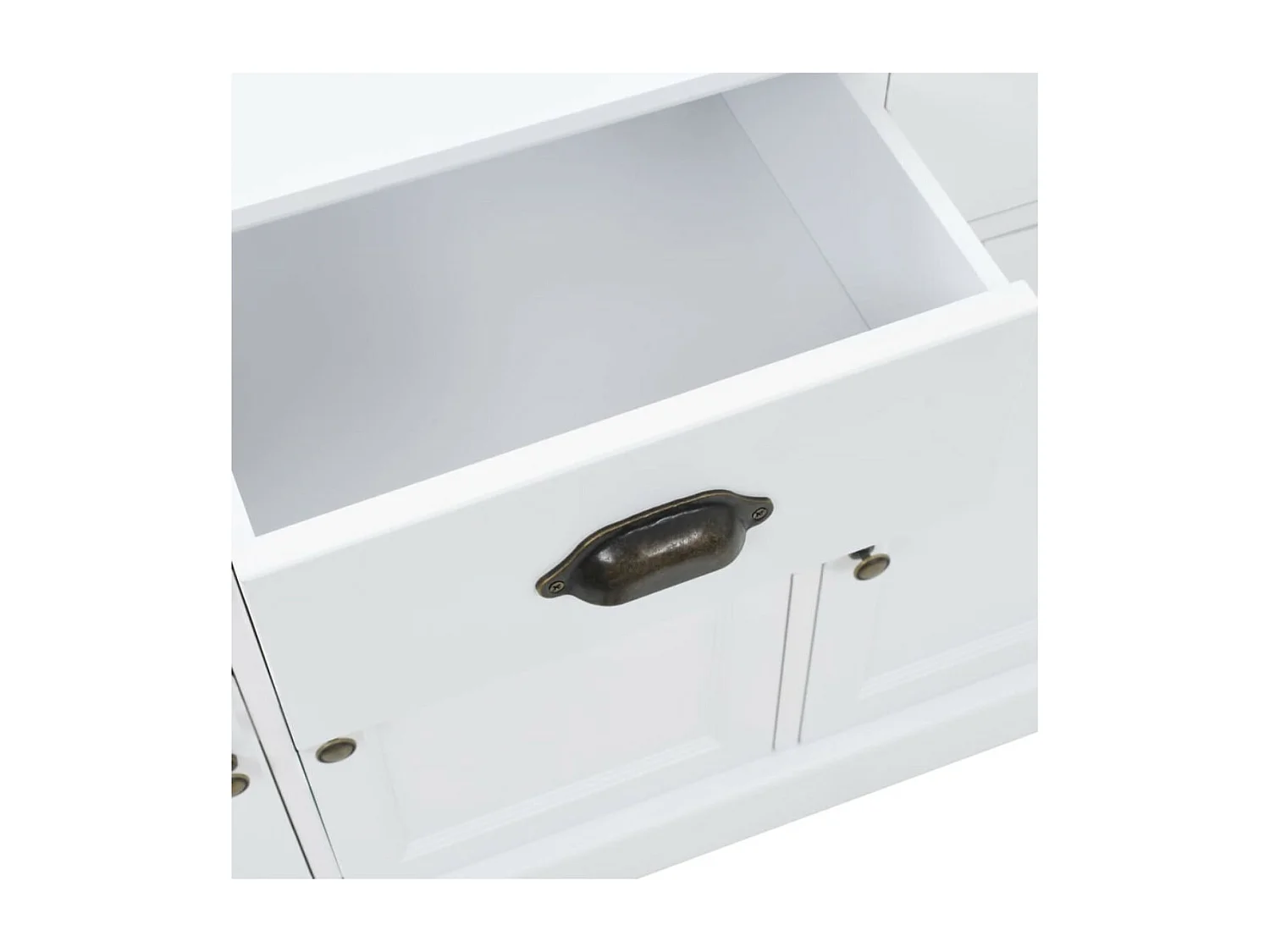 Buffet 3 tiroirs 3 portes Frenky 105cm - Bois massif blanc