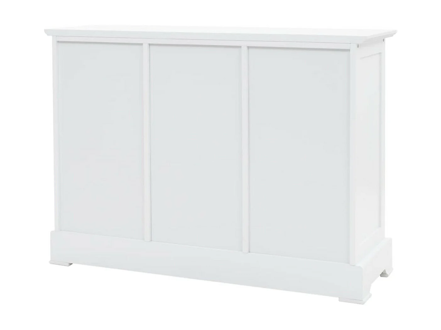 Buffet 3 tiroirs 3 portes Frenky 105cm - Bois massif blanc
