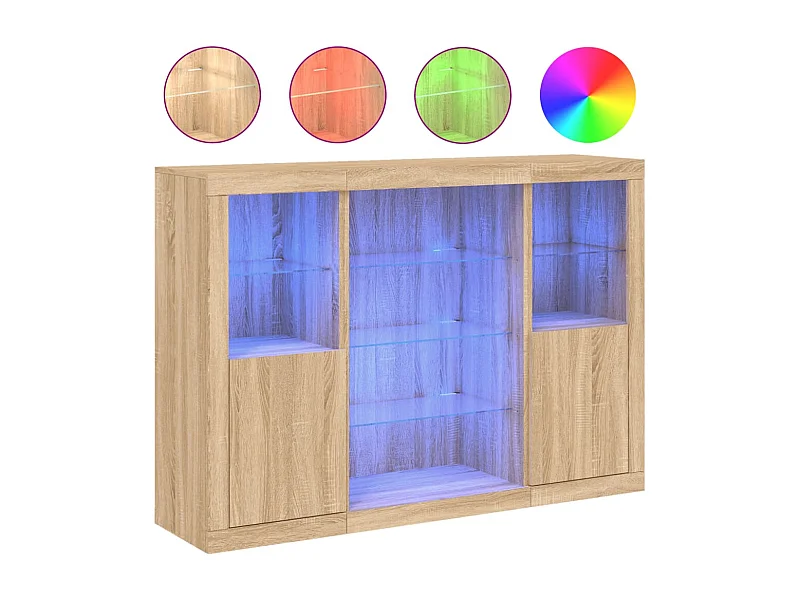 Buffets avec lumières LED 3 pcs chêne sonoma bois d'ingénierie