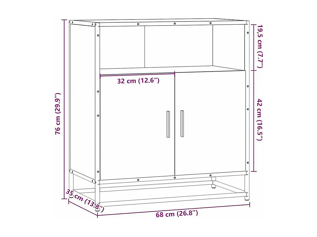 Buffet chêne sonoma 68x35x76 bois d'ingénierie