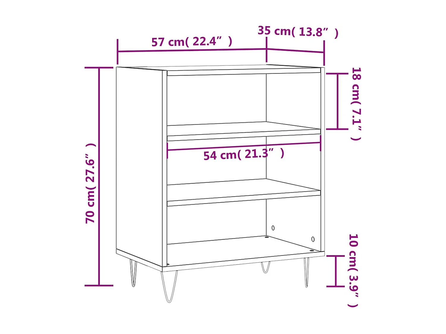 Buffet gris béton 57x35x70 bois d'ingénierie