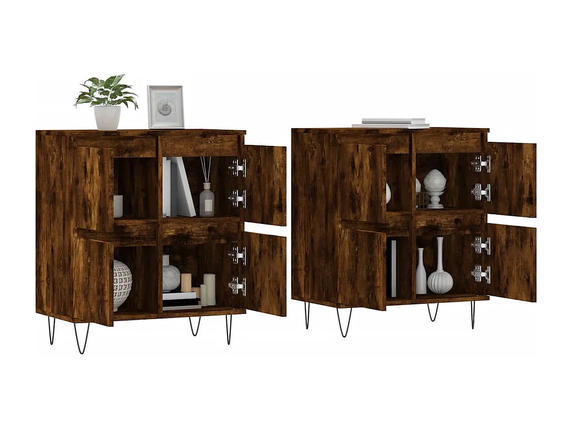 Buffets 2 pcs chêne fumé bois d'ingénierie