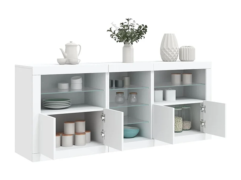Buffet avec lumières LED blanc 162x37x67