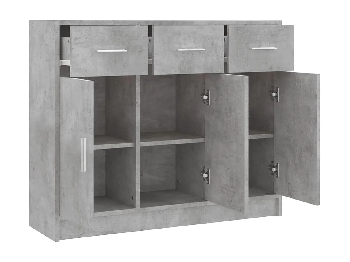 Buffet gris béton 91x28x75 bois d'ingénierie