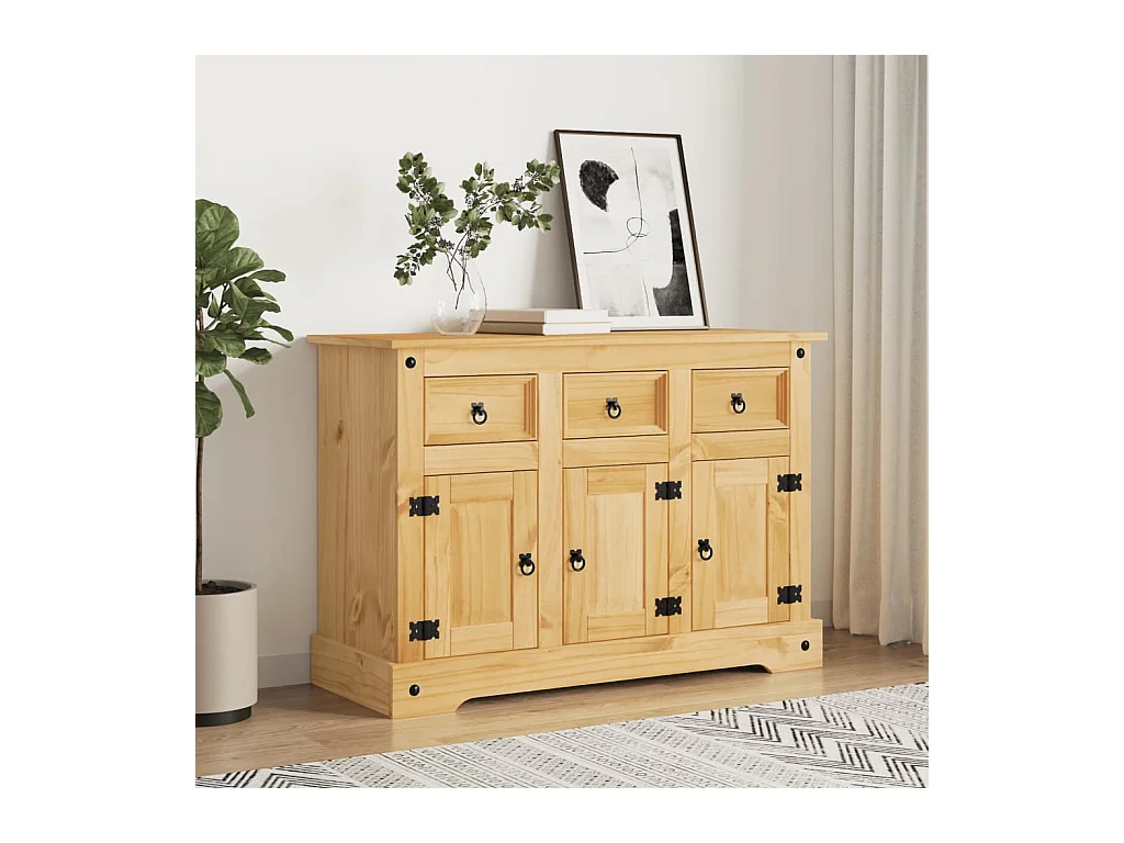 Buffet Corona marron 112x43x78 bois massif pin mexicain