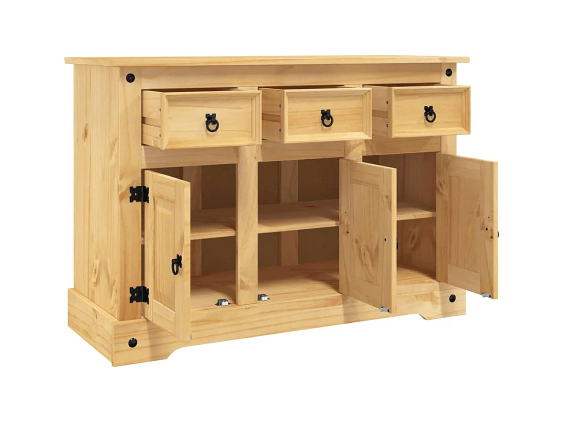 Buffet Corona marron 112x43x78 bois massif pin mexicain