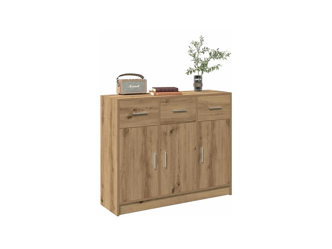 Buffet chêne artisanal 91x28x75 bois d'ingénierie