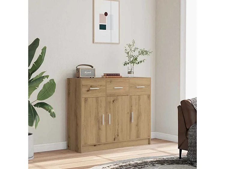 Buffet chêne artisanal 91x28x75 bois d'ingénierie