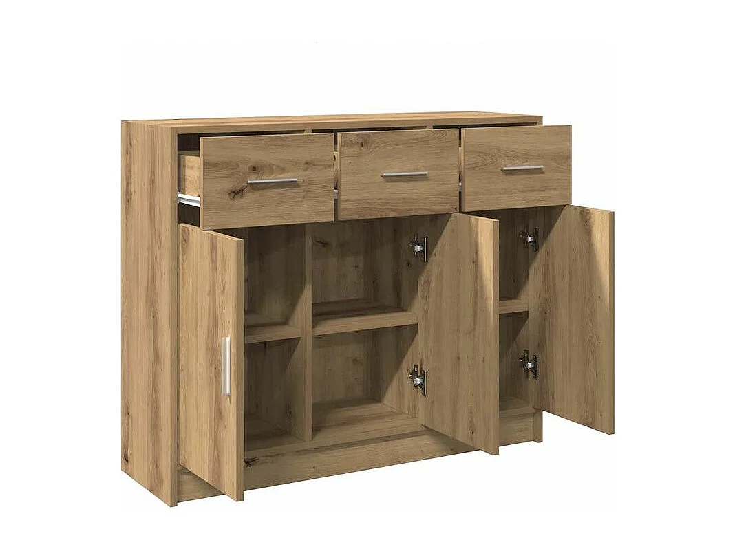 Buffet chêne artisanal 91x28x75 bois d'ingénierie