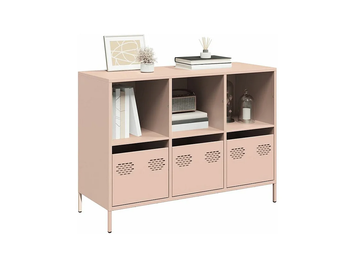 Buffet rose 101,5x39x73,5 acier laminé à froid
