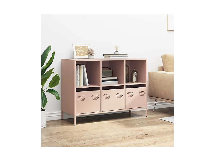 Buffet rose 101,5x39x73,5 acier laminé à froid