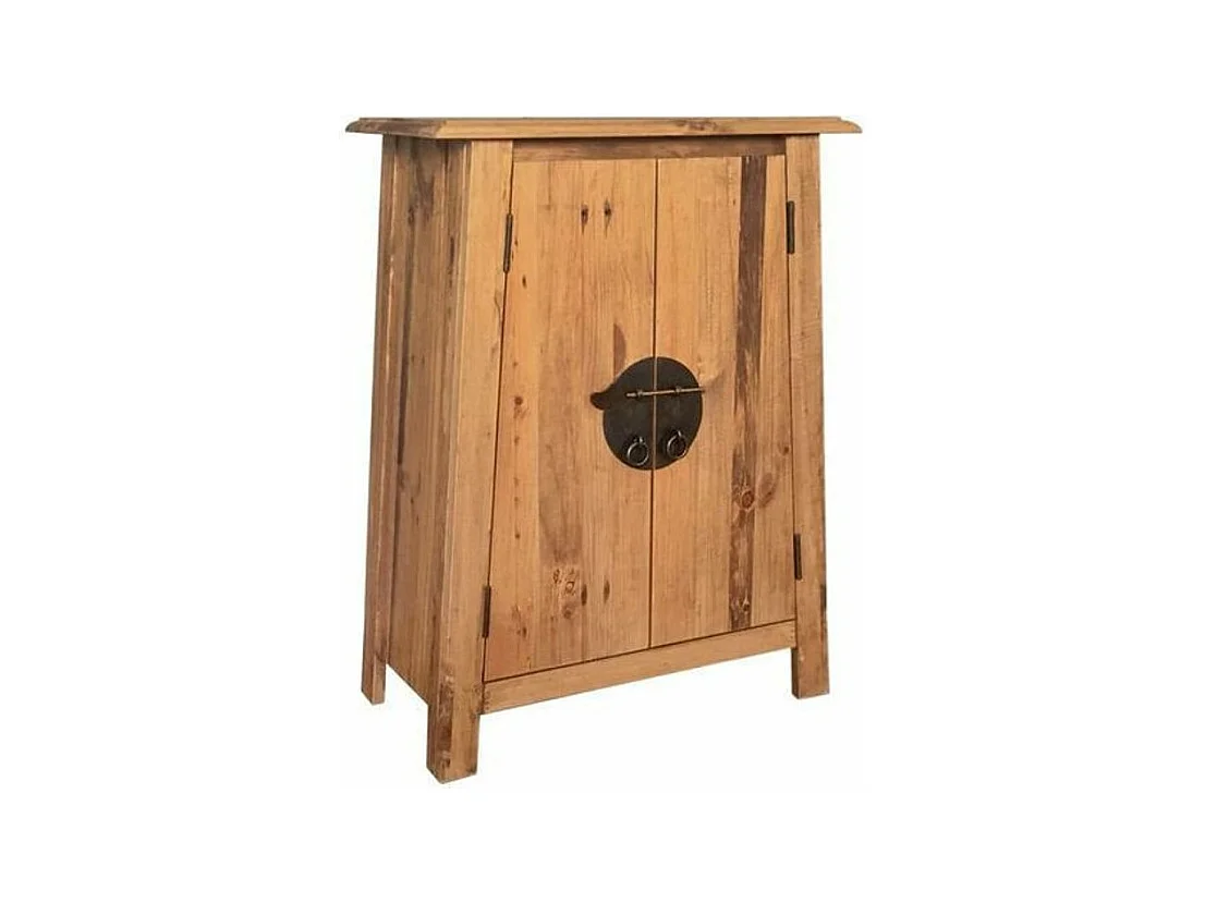 Armoire orientale 2 portes 1 étagère pin recyclé clair Caged