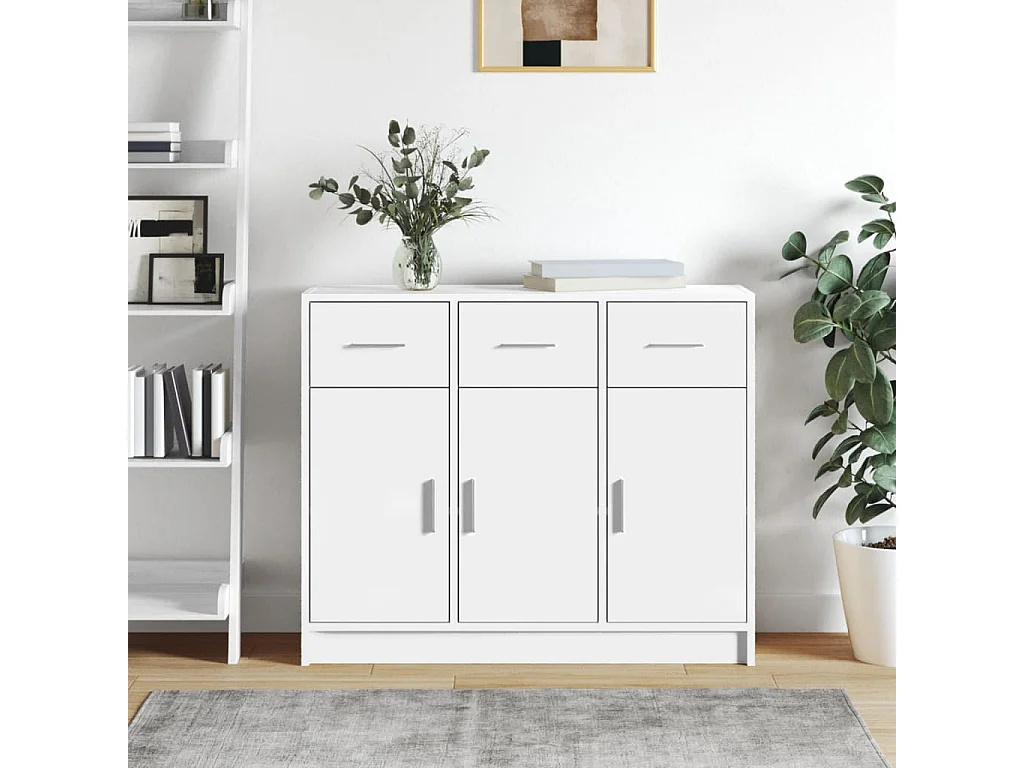 Buffet blanc 91x28x75 bois d'ingénierie