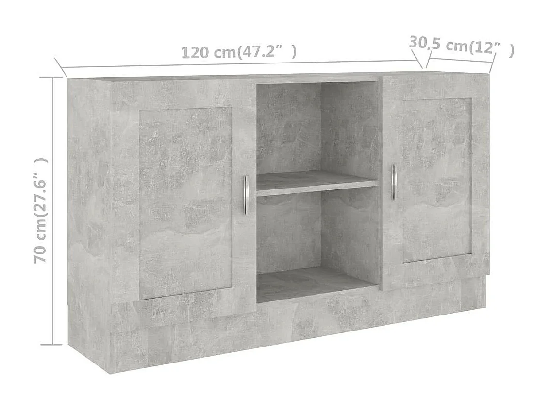 Buffet Gris béton 120x30,5x70