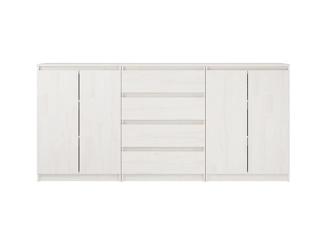Armoires latérales 3 pcs Blanc Bois de pin massif