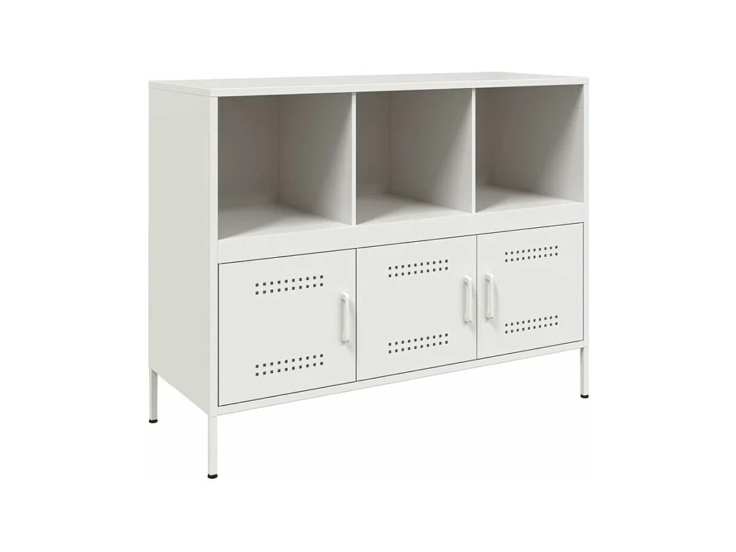 Meuble de rangement 3 portes 3 niches en acier Klavin 100cm - Style Industriel-Couleur Blanc