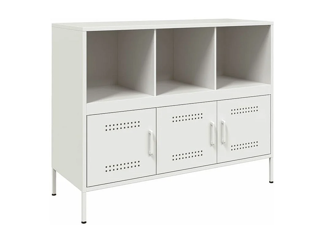 Meuble de rangement 3 portes 3 niches en acier Klavin 100cm - Style Industriel-Couleur Blanc