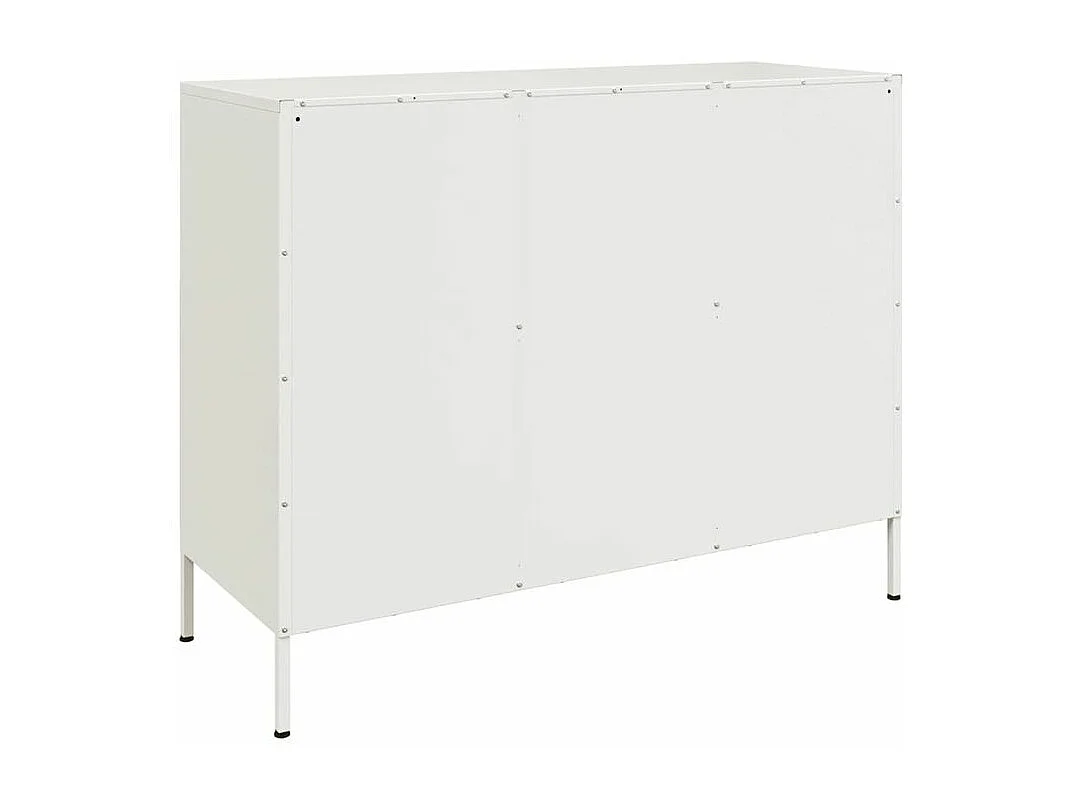Meuble de rangement 3 portes 3 niches en acier Klavin 100cm - Style Industriel-Couleur Blanc